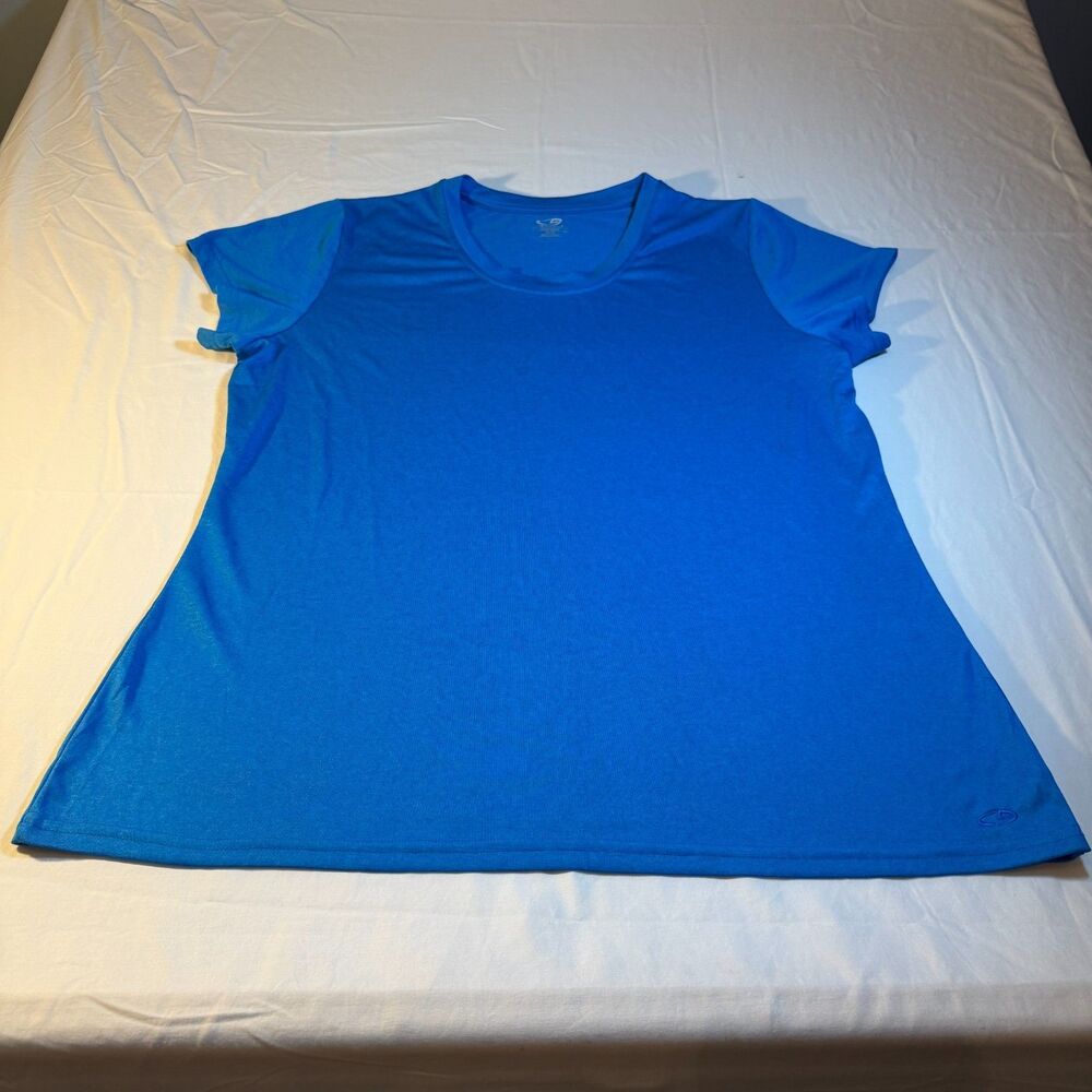 Champion XL C9 Duo Dry Women Blue Polyester Athletic Workout Short Sleeve Shirt